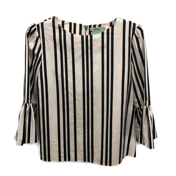 Alice and Olivia Ivory & Black Striped Blouse - Picture 1 of 2
